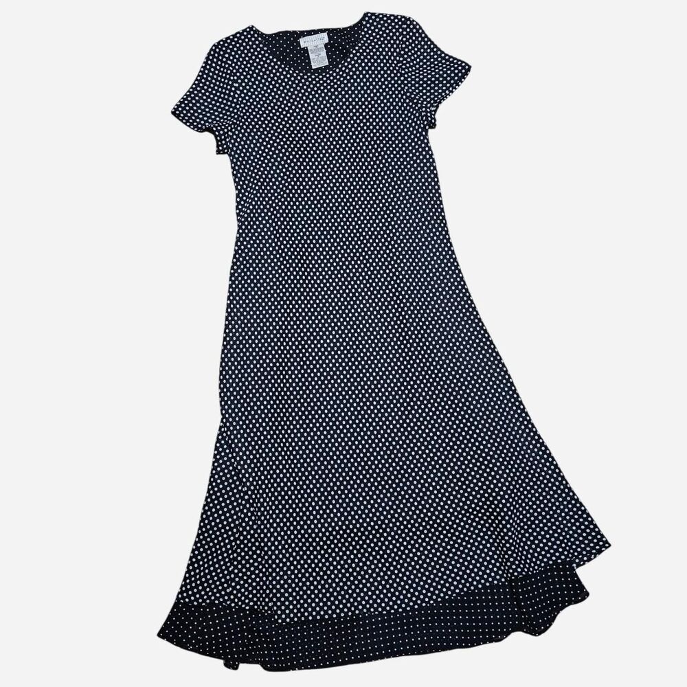 90s y2k twee grunge black white polka dot midi maxi dress